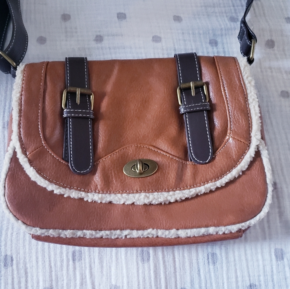 Dark Camel and Brown Avon Crossbody Purse. EUC.